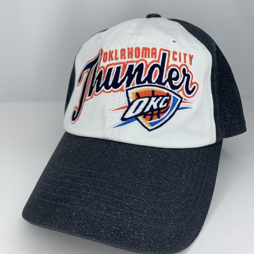 OKC Thunder Women Hat Fan Favorite Gray Sparkle Oklahoma City Adjustable NBA Cap